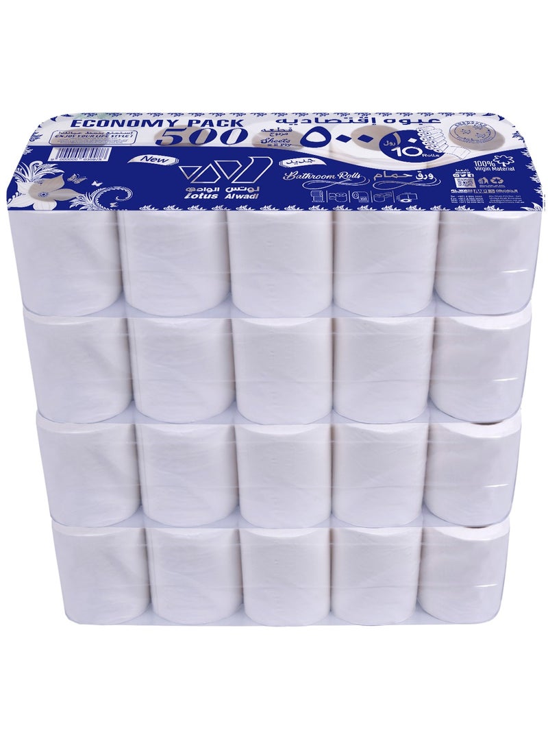 Lotus Alwadi Lotus Alwadi 2-Ply Toilet Paper & Bathroom Roll, Ultra-Soft, Unscented, 40 Rolls, 500 Sheets per Roll (Total of 20,000 sheets of tissue) - 4 Packs of 10, White  - Image 3