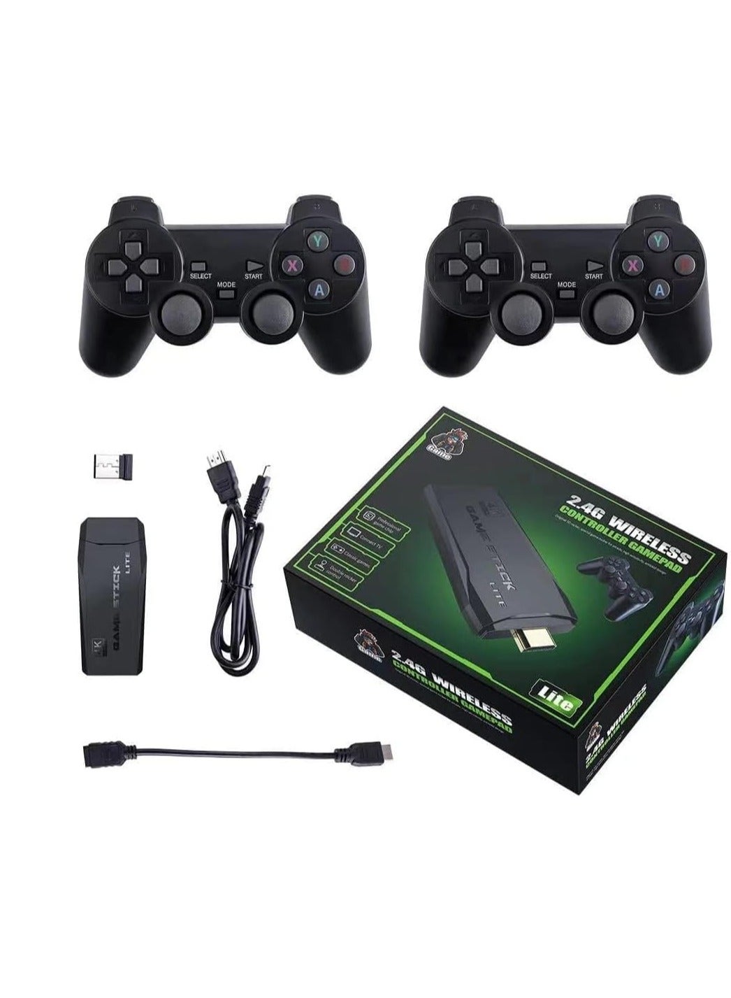 Wireless Retro Game Console, Plug and Play Video Game Stick Built in 10000+ Games,9 Classic Emulators, 4K High Definition HDMI Output for TV with Dual 2.4G Wireless Controllers