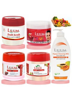 LILIUM Fruit Facial Kit With Papaya Cleansing Milk 2500 Gm Soothing Moisturized & Balanced Skin Reduce Dark Spots Acne With Fruit Extract & Gives Healthy And Glowing Skin For Men And Women  - Image 1