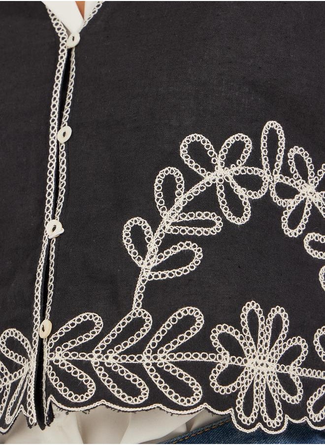 Styli Embroidered V-Neck Regular Fit Vest Top  - Image 4