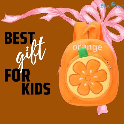 blue tree School Bag for Cute kids for (1-5 Years), Preschool Soft Plush Orange Bag for toddlers, Travel Animal Cartoon Backpack for Boys and Girls - Image 5