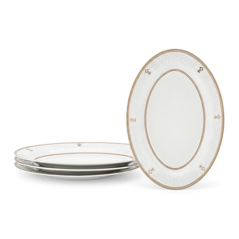Shallow ZAYA New Bone China Oval Platter 36 cm – Large White Serving Platter for Hosting & Festive Dining, Elegant Tableware for Daily Use, Brunch, Ramadan, Eid, Diwali & Gifting (Set of 4) - Image 1