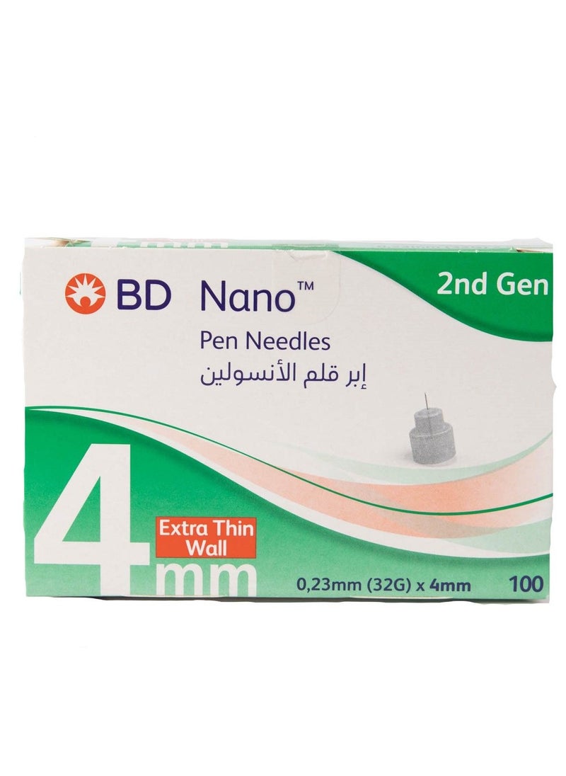 BD - BD second gen Nano Insulin Pen Needles, 32g x 4mm, 100pcs - Image 1