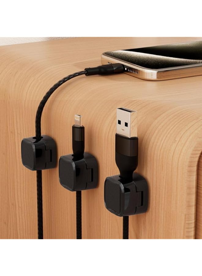 Green Tiger 6 Pcs Adhesive Charger Cable Management Clips, Cable Organizer, Cord Organizer for Home and Office Wall Desktop Nightstand. Useful for USB Cables, Power Cords, TV Cables, PC (White) - Image 5