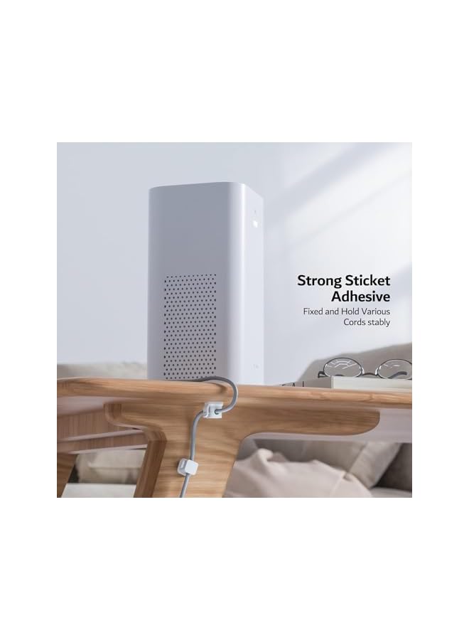 Green Tiger 6 Pcs Adhesive Charger Cable Management Clips, Cable Organizer, Cord Organizer for Home and Office Wall Desktop Nightstand. Useful for USB Cables, Power Cords, TV Cables, PC (White) - Image 3