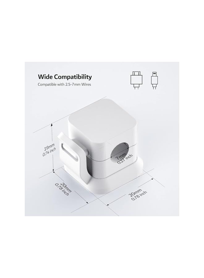 Green Tiger 6 Pcs Adhesive Charger Cable Management Clips, Cable Organizer, Cord Organizer for Home and Office Wall Desktop Nightstand. Useful for USB Cables, Power Cords, TV Cables, PC (White) - Image 4