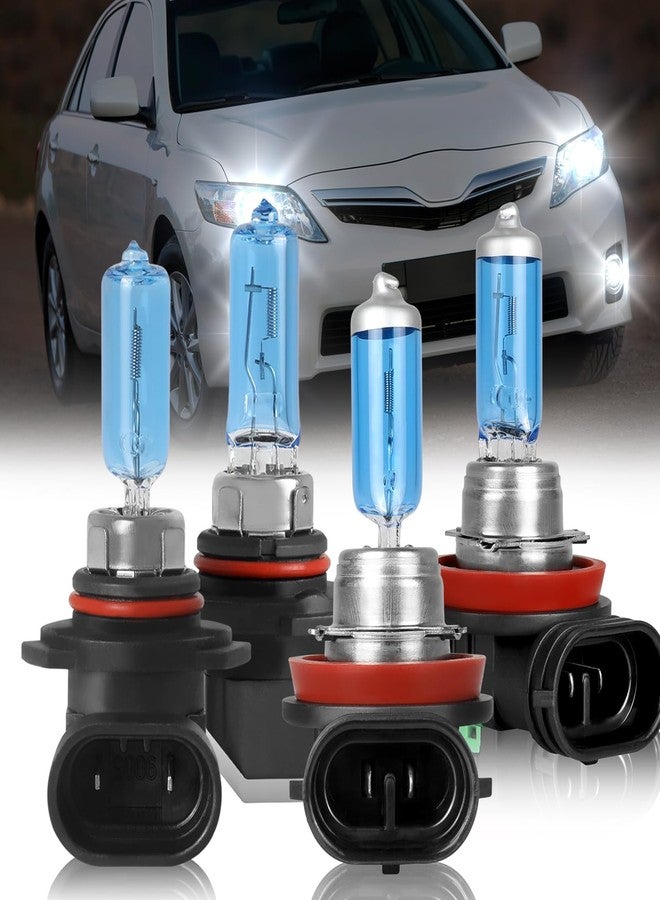 IVBDQV Fit 2007-2018 for TOYOTA CAMRY Headlight Bulbs, 9005/HB3 High Beam and H11/H9 Low Beam 9005 H11 Halogen Bulbs 300% Brightness High Performance Halogen Bulbs Combo 4PCS - Image 1