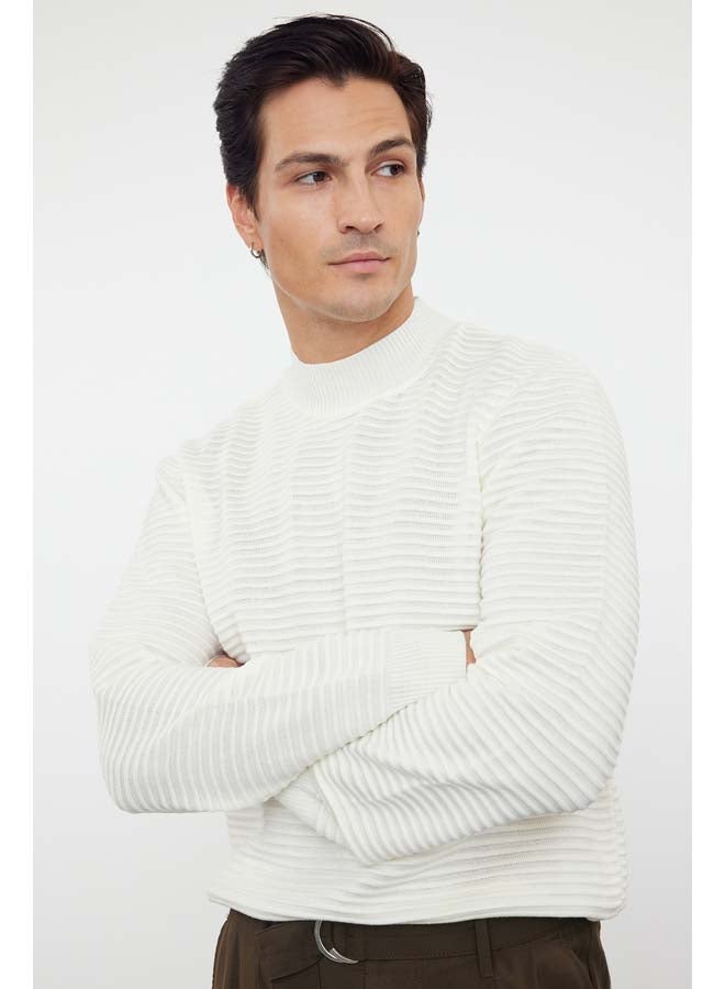 trendyol Ecru Slim Slim Fit Half Turtleneck Textured Knitwear Sweater TMNAW20LS0012 - Image 1