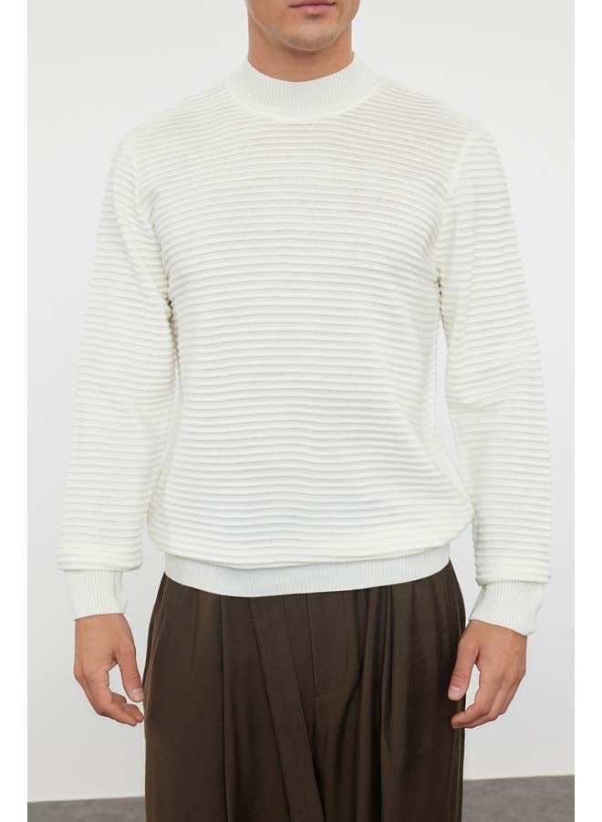 trendyol Ecru Slim Slim Fit Half Turtleneck Textured Knitwear Sweater TMNAW20LS0012 - Image 3