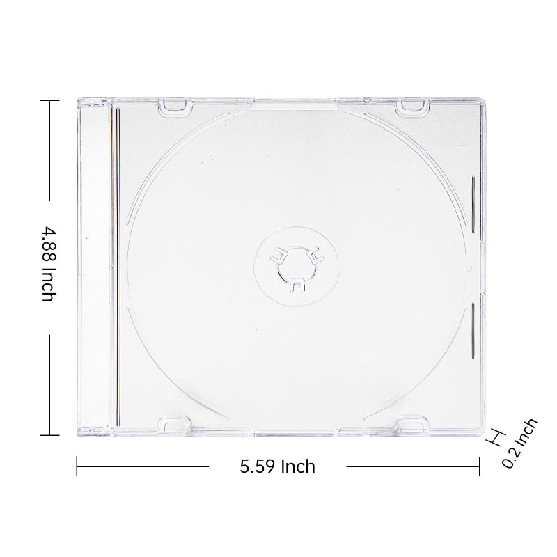 Maxtek Ultra Thin 5.2mm CD DVD Blu-Ray Clear Slim Jewel Case with Built in Frost Clear CD Tray, 25 Pack. - Image 2