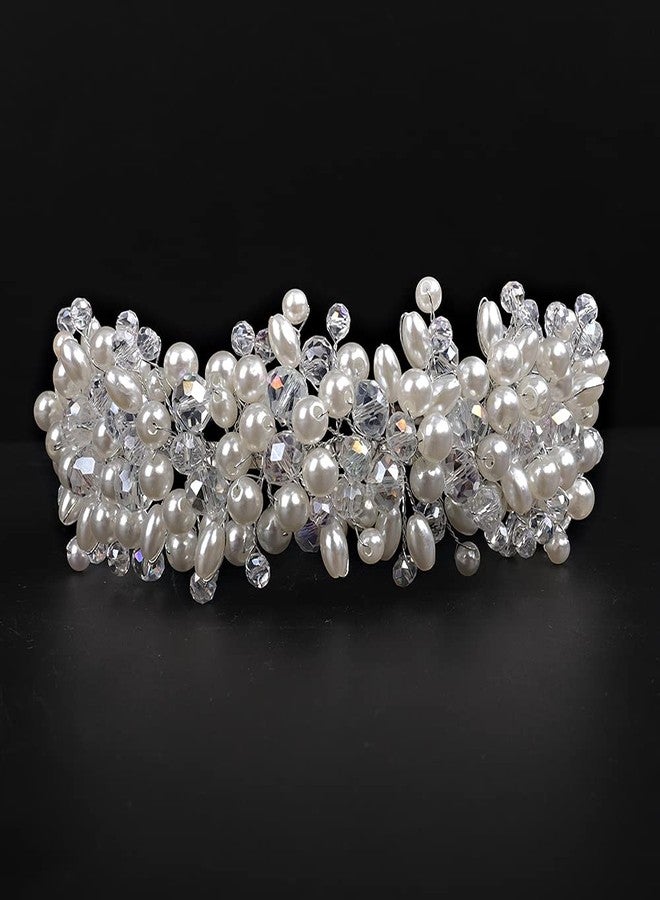 يرتير تاج شعر عتيق من خرز اللؤلؤ والكريستال من YERTTER، مصنوع يدويًا، طوق رأس للعروس، قطع رأس من اللؤلؤ على الطراز اليوناني لحفلات الزفاف وحفلات التخرج وأعياد الميلاد (النمط 1) - Image 5