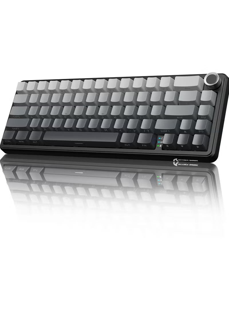 Attack Shark X66 Wireless Mechanical Gaming Keyboard with Knob,Tri Mode USB-C/BT5.0/2.4G Gasket Mounted 60% RGB Gaming Keyboard, Side Printed PBT Keycap,Hot Swappable Strawberry Switch(Moonlight) - Image 1