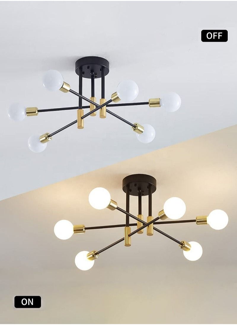 Goeco Modern Industrial Pendant Lamp Magic Bean Iron Ceiling Light Black+Gold, 6 Heads, Without Bulb  - Image 4