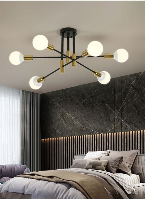 Modern Industrial Pendant Lamp Magic Bean Iron Ceiling Light Black+Gold, 6 Heads, Without Bulb