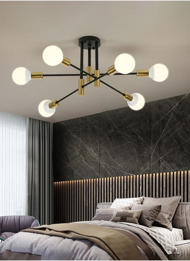 Goeco Modern Industrial Pendant Lamp Magic Bean Iron Ceiling Light Black+Gold, 6 Heads, Without Bulb  - Image 1