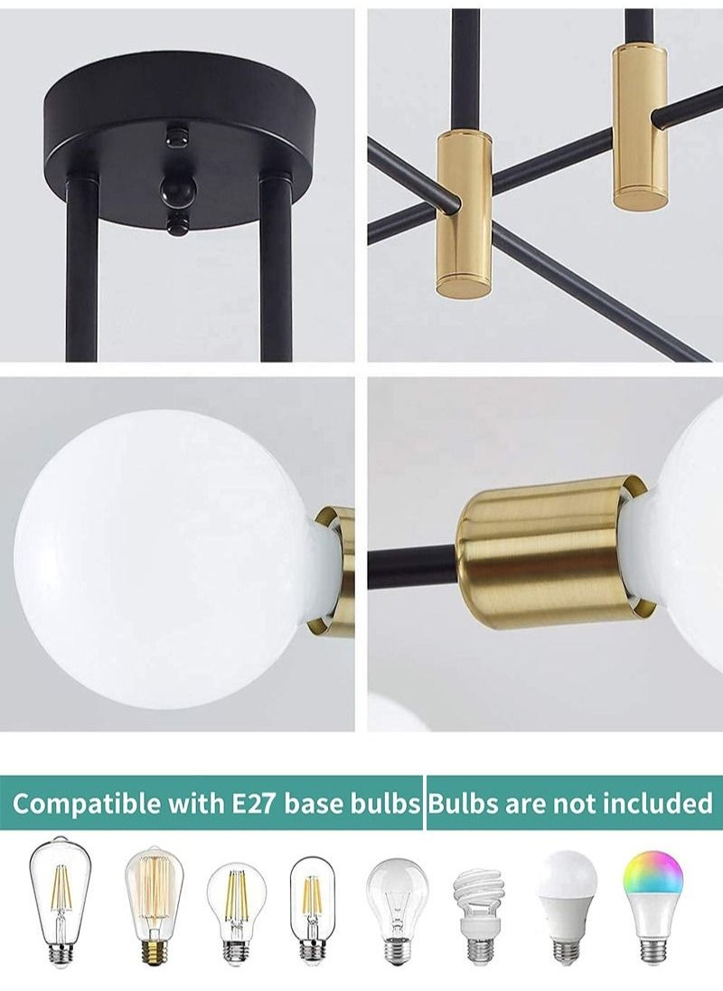 Goeco Modern Industrial Pendant Lamp Magic Bean Iron Ceiling Light Black+Gold, 6 Heads, Without Bulb  - Image 3