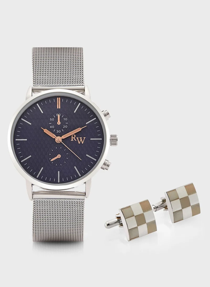 Robert Wood Watch And Cufflinks Gift Set