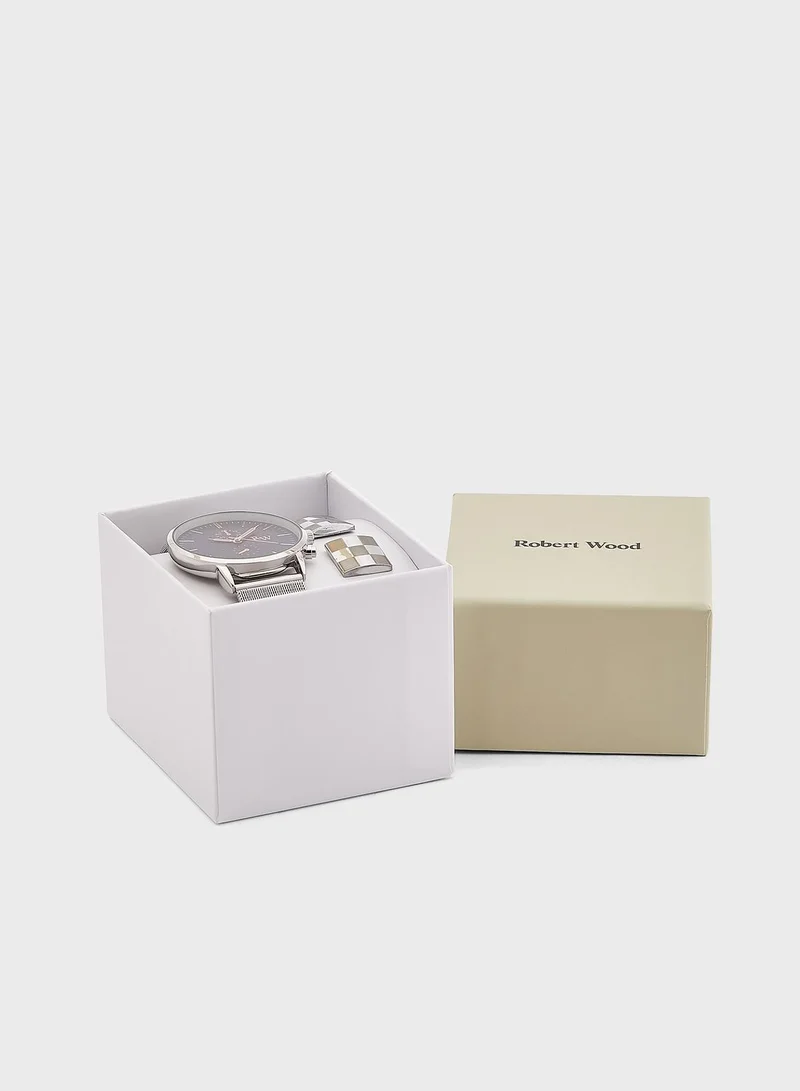 Robert Wood Watch And Cufflinks Gift Set