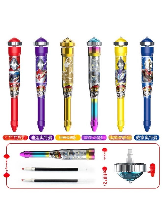 Genuine Smart Ultraman Spinning Top Pen Hero Pen Tip Spinning Toy Children's Digitaliga Hidden-Color:[Random 1] Ultraman Nib Gyro - Image 1