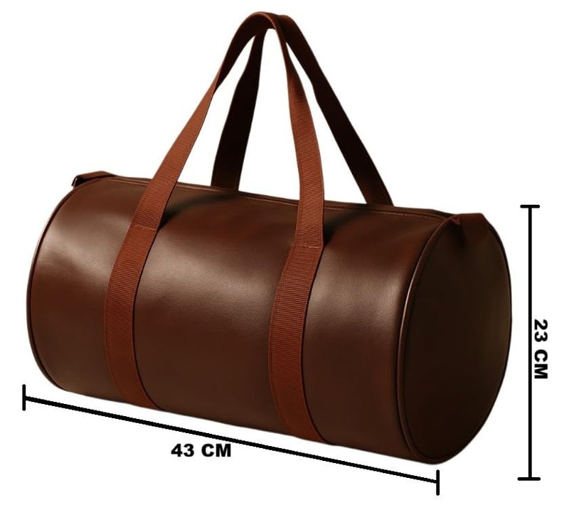 ACORMEK Gym Duffel Bag Unisex PU-Leather Shoulder & Cross-Body Gym Bag |Kit Bag|Sports Fitness Bag|Gym Bag with Adjustable Strap Leatherette for Sports and Travel Bag (Brown) - Image 2