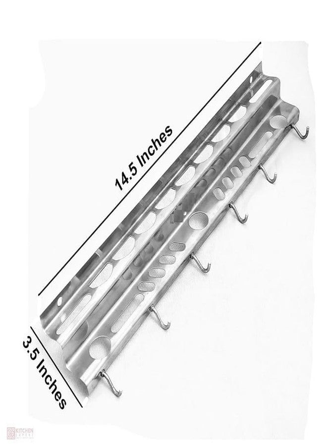 VishList Steel Spoon Rack | Steel Wall Mounted Self | Cutlery Holder Case | Ladle Stand | Multipurpose Hanger | Cutlery Stand | Ladle Hook Rail | Organizer Stand For Kitchen - Image 3