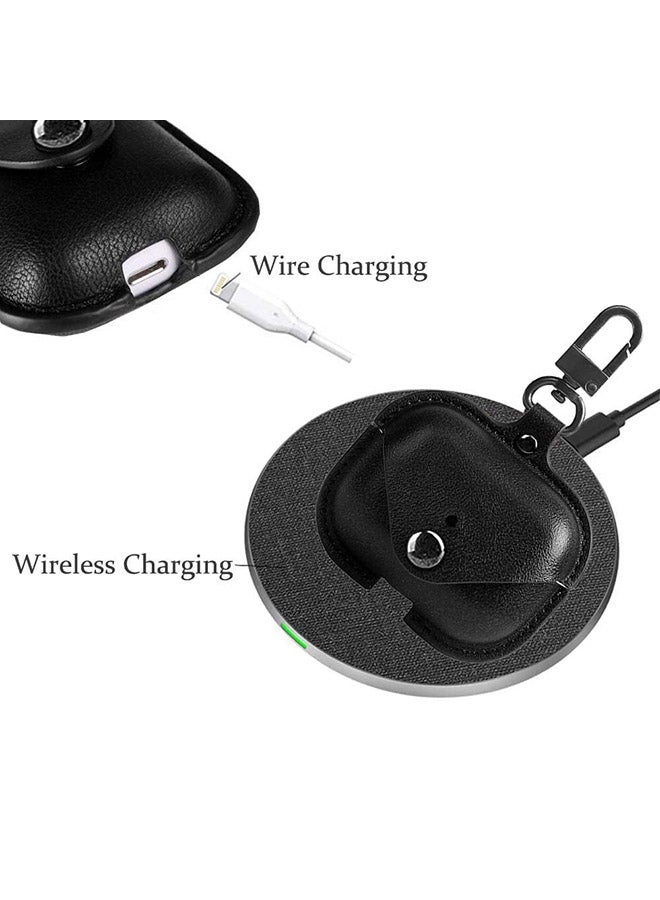 Leather Case Shockproof Cover With KeychainFor Apple AirPods 3 (3rd Generation) Black - Image 5