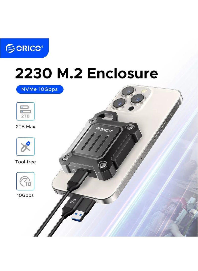 Orico ORICO High Quility M.2 2230 SSD Enclosure – USB 3.2 Gen2, 10Gbps High-Speed Transfer, Rugged Alloy Casing, Portable Mini External NVMe SSD Case, Hard Drive Enclosure, 2230 M.2 Enclosure, 2230 SSD Enclosure, Sharge Disk SSD, Direct-Attached Wireless USB C 10Gbps M.2 NVMe SSD Enclosure Adapter, 2tb Max - i9 Zebra 2230C - Image 1