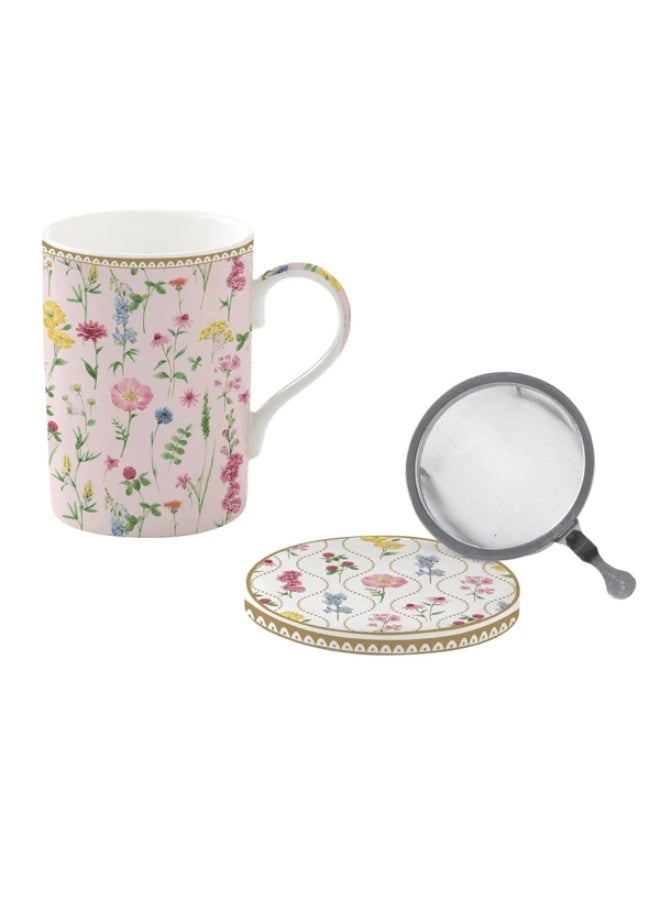 Easy Life Meadow Flowers Cup and Saucer Infuser Set Multicolor 350ml - Image 1