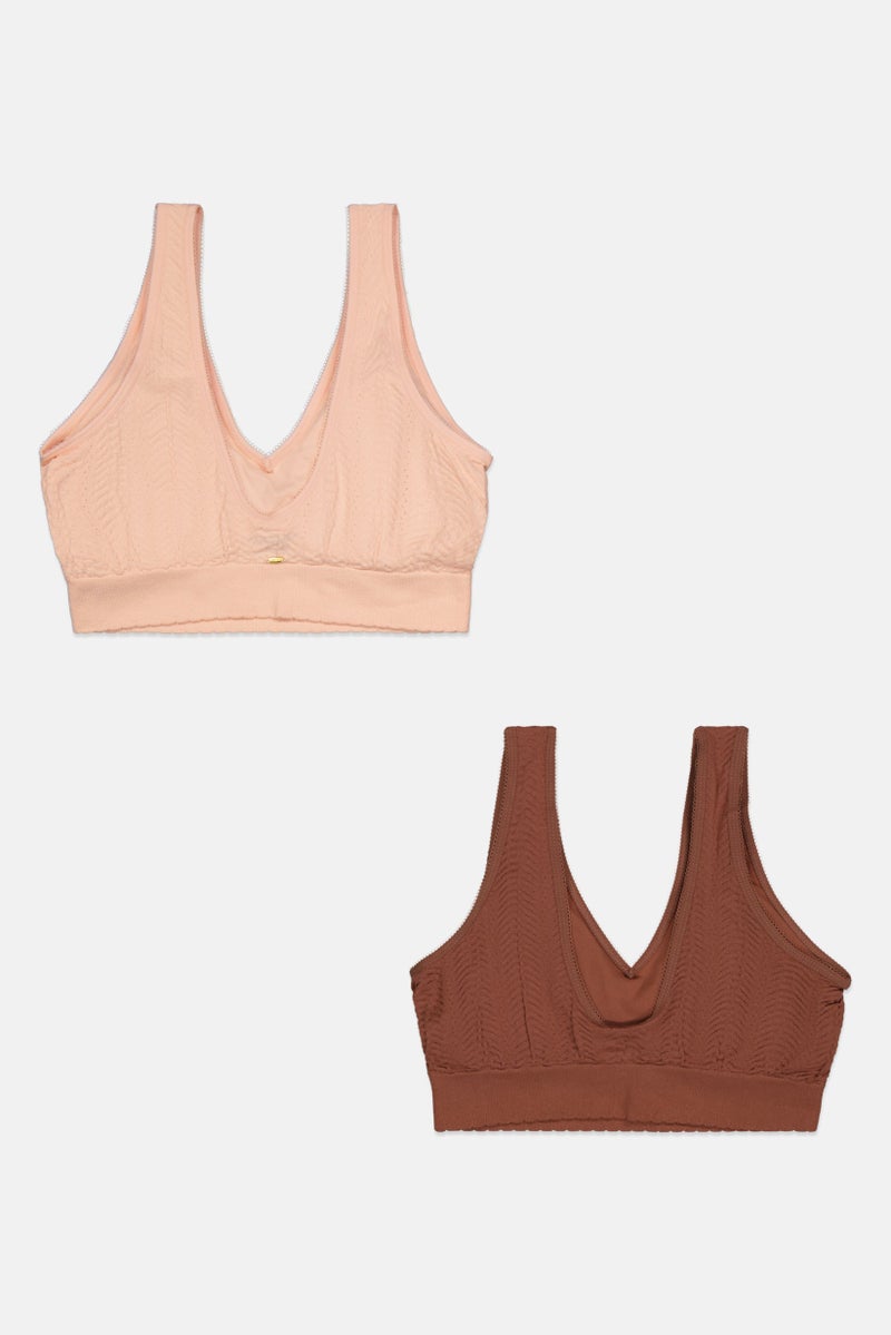 Capezio Women 2Pcs Removable Cup Lightly Padded Bralette, Peach  - Image 2