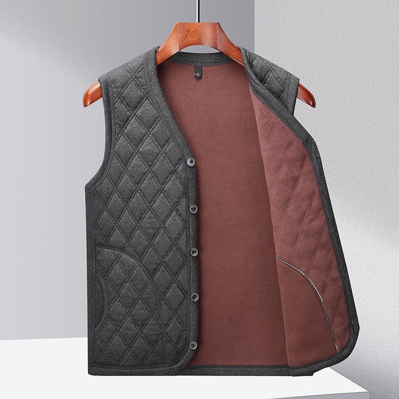 [Main Push] Middle-Aged Men'S Vest Fleece-Lined Thickened Casual Shoulder Vest Men'S Vest For Middle-Aged And Elderly Dads - Image 3