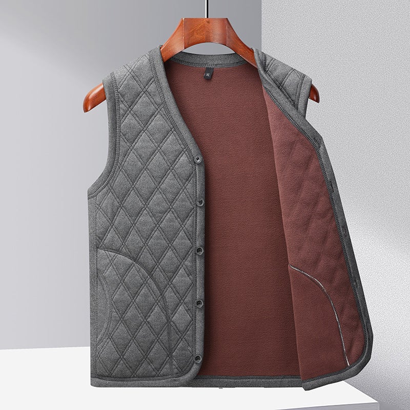 [Main Push] Middle-Aged Men'S Vest Fleece-Lined Thickened Casual Shoulder Vest Men'S Vest For Middle-Aged And Elderly Dads - Image 4