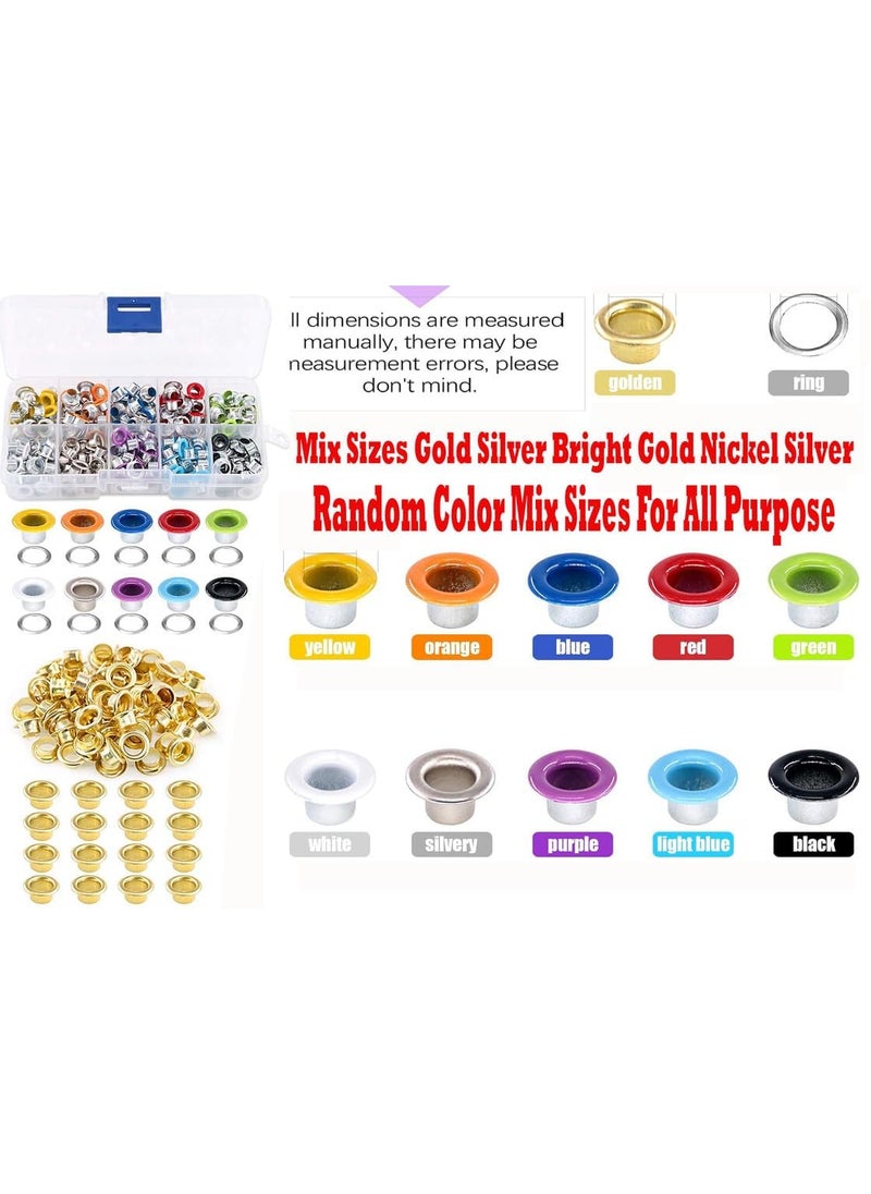DIY Crafts DIY Crafts 400 Pcs Mix Sizes, Gold Metal Made, Grommet Kit 1 - Pcs Hole Punch Grommet Installation Tools, Grommets Eyelets Broken Grommet Replacement (Gold/ (400 Pcs Mix Sizes, Gold Metal Made)  - Image 2