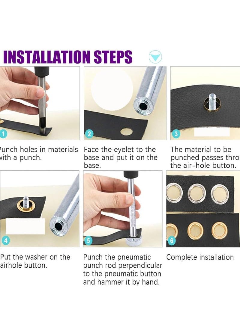 DIY Crafts DIY Crafts 400 Pcs Mix Sizes, Gold Metal Made, Grommet Kit 1 - Pcs Hole Punch Grommet Installation Tools, Grommets Eyelets Broken Grommet Replacement (Gold/ (400 Pcs Mix Sizes, Gold Metal Made)  - Image 3