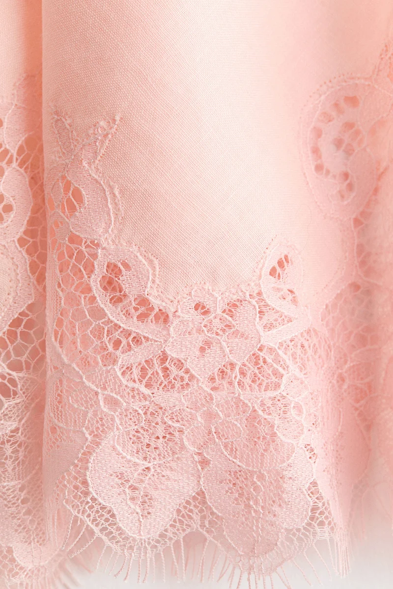H&M Lace-trimmed ramie skirt