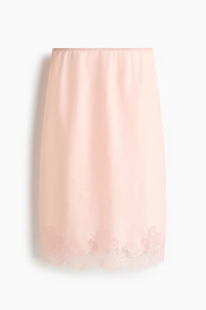 H&M Lace-trimmed ramie skirt