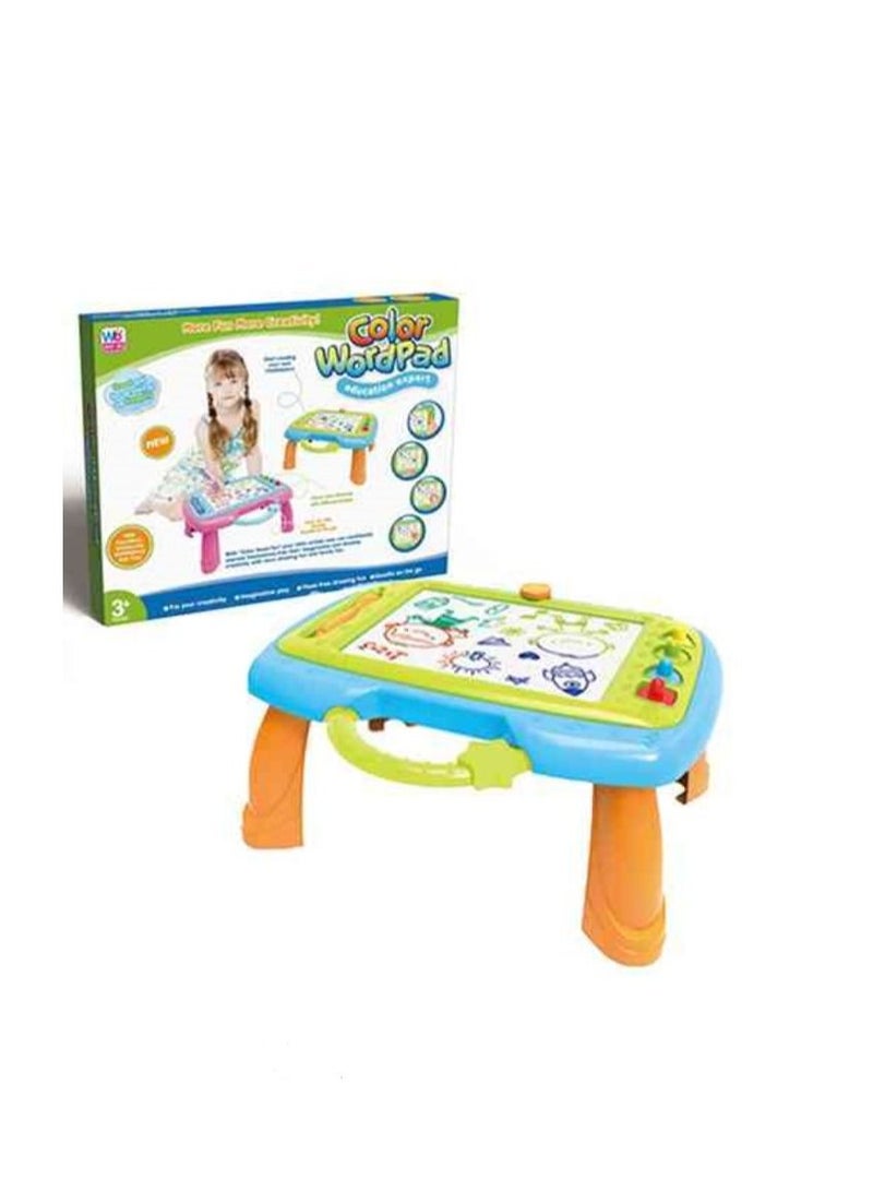 UKR Drawing Desk Color WordPad | Blue | Creative Art Station for Kids | Fun Educational Drawing Toy