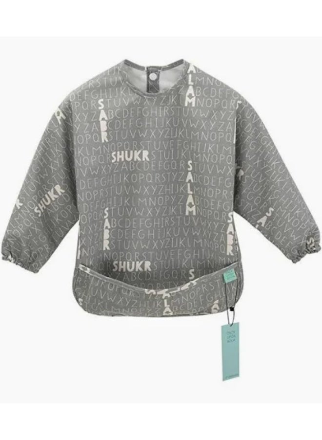 Once Upon a Dua Long Sleeved Pocket Bib with Carry Pouch - Grey
