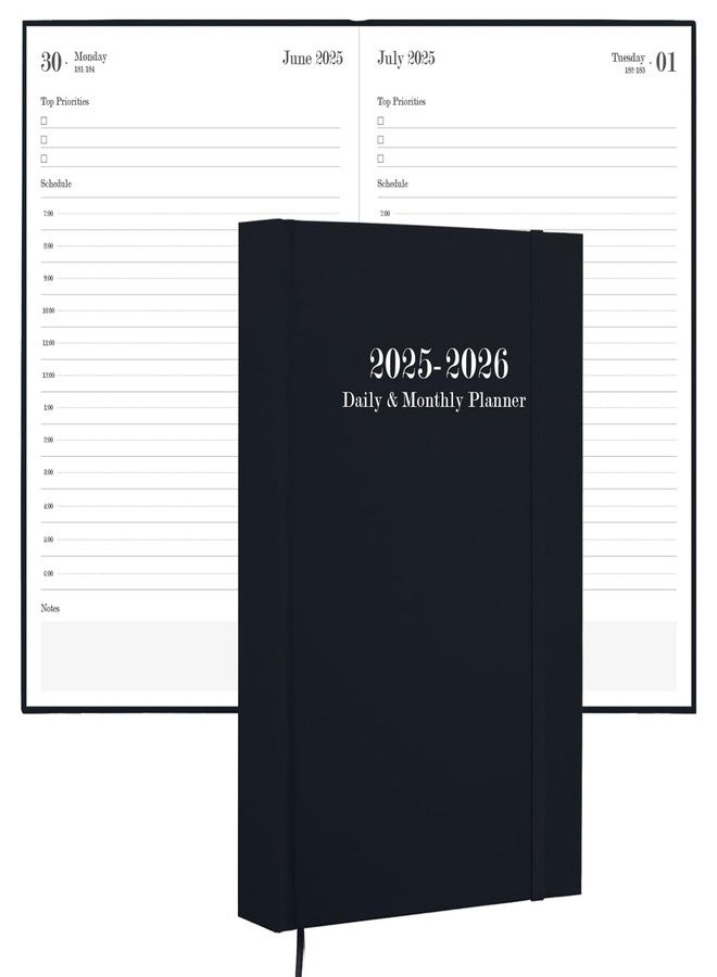 Tuun Fuplan 2025-2026 Daily & Monthly Planner - Daily Planner One Page Per Day from July 2025 to June 2026, 5.8'' x 8.3'' Hourly Appointment Book Perfect Organizer Daily Life, Fabric Cover, Black - Image 1