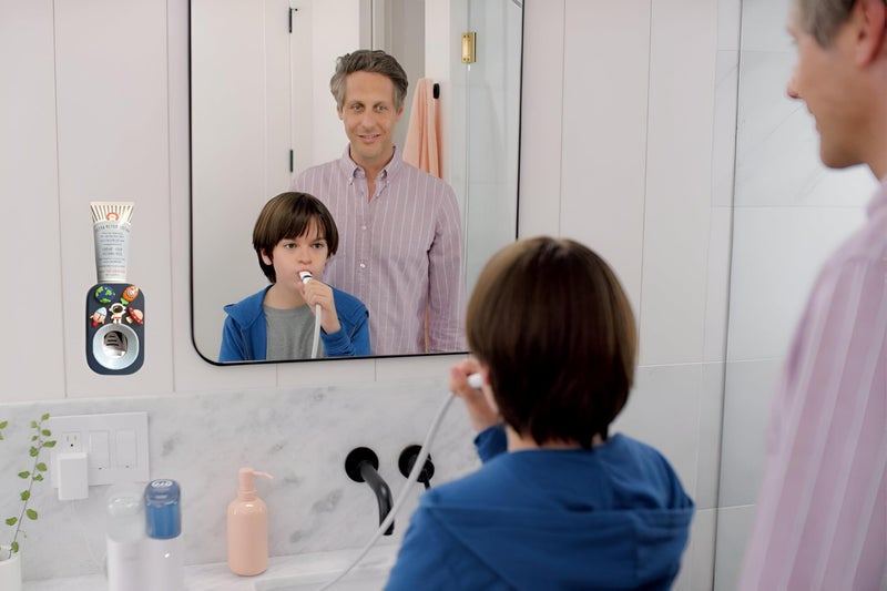 Toothpaste Dispenser - Automatic wall-mounted bathroom accessory with hygienic hands-free pump, fun design for children and practical solution for the whole family shower use (Option 1) - Image 4