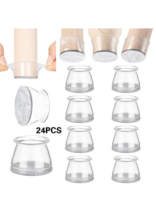 يلا جوي كرسي ساق واقي الأرضية - 24 جهاز كمبيوتر شخصي كريستال واضح - شعرت أسفل السيليكون وسائد للأرضيات الخشبية والأثاث القدمين - غطاء المطاط للكراسي - متوسط - Image 1