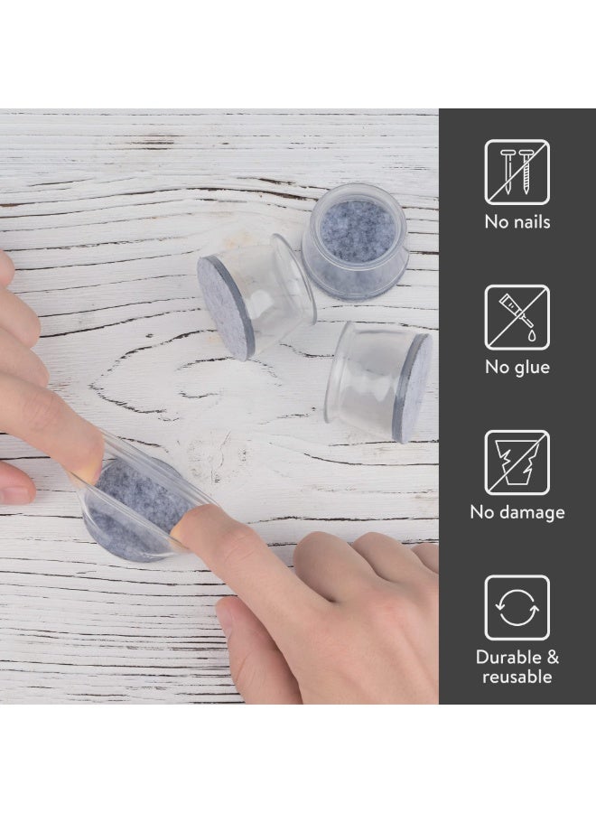 يلا جوي كرسي ساق واقي الأرضية - 24 جهاز كمبيوتر شخصي كريستال واضح - شعرت أسفل السيليكون وسائد للأرضيات الخشبية والأثاث القدمين - غطاء المطاط للكراسي - متوسط - Image 3