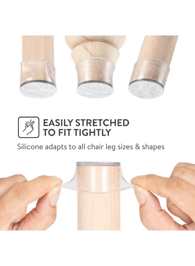 يلا جوي كرسي ساق واقي الأرضية - 24 جهاز كمبيوتر شخصي كريستال واضح - شعرت أسفل السيليكون وسائد للأرضيات الخشبية والأثاث القدمين - غطاء المطاط للكراسي - متوسط - Image 5