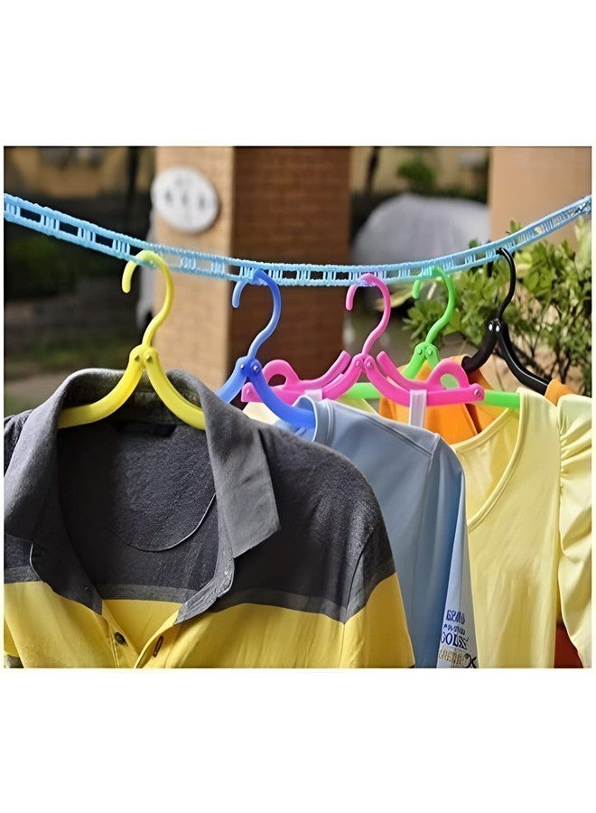 DOEASY 5 Meters Windproof Anti-Slip Clothes Washing Line Drying Nylon Rope with Hooks - Multicolor (Pack of 2) - Image 4