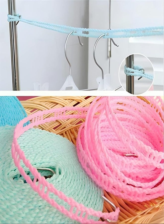 DOEASY 5 Meters Windproof Anti-Slip Clothes Washing Line Drying Nylon Rope with Hooks - Multicolor (Pack of 2) - Image 5