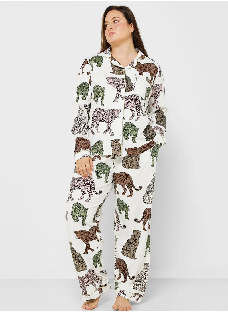 CHELSEA PEERS Printed Shirt & Pyjama Set