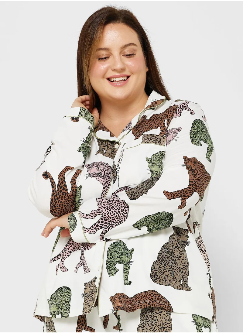 CHELSEA PEERS Printed Shirt & Pyjama Set