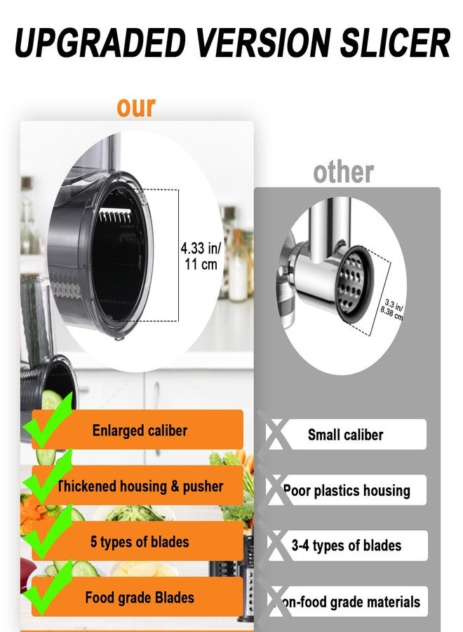 Grourarty Slicer/Shredder Attachment Compatible with KitchenAid Stand Mixers 5 Blade Stainless Steel Food Processor with Detachable Blades for Cheese Grating, Vegetable, Salad Making Food Shredding - Image 5