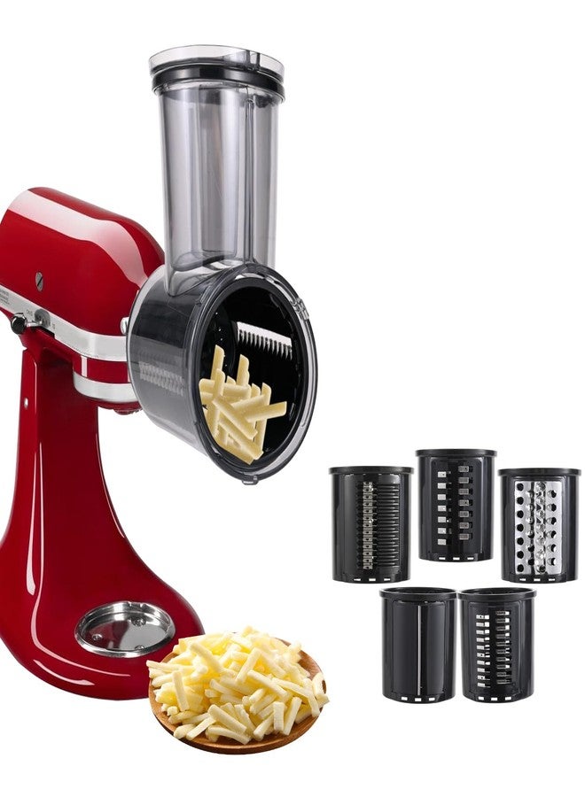 Grourarty Slicer/Shredder Attachment Compatible with KitchenAid Stand Mixers 5 Blade Stainless Steel Food Processor with Detachable Blades for Cheese Grating, Vegetable, Salad Making Food Shredding - Image 1