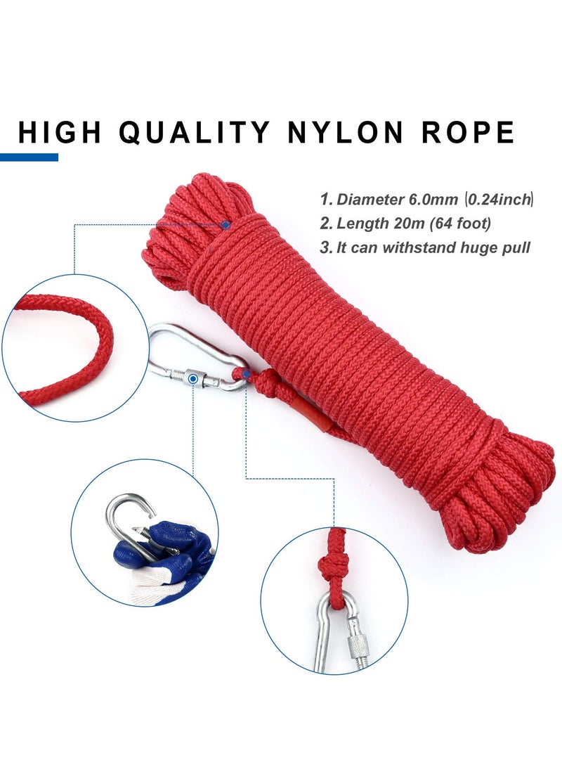 SYOSI Strong Double Side Neodymium Fishing Magnets,750 lbs(340KG) Pulling Force Rare Earth Magnet with 20m (65 Foot) Durable Rope and Protective Gloves,for Retrieving in River and Magnetic Fish - Image 3