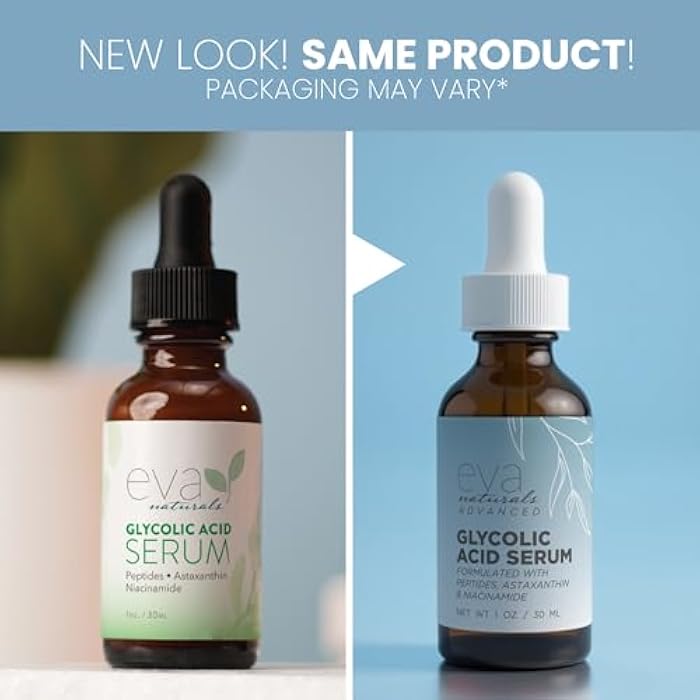 Eva Naturals Glycolic Acid Serum (1 oz) – Face Serum with Niacinamide, Hyaluronic Acid & Peptides – Smooth Skin, Reduce Pores, Improve Tone, Target Acne, Fine Lines, Dark Spots & Uneven Texture - Image 5
